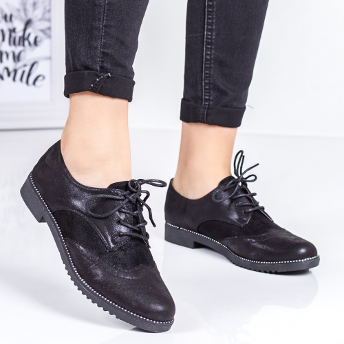 Pantofi Alorima negri casual -rl tip Oxford pentru Office sau zi