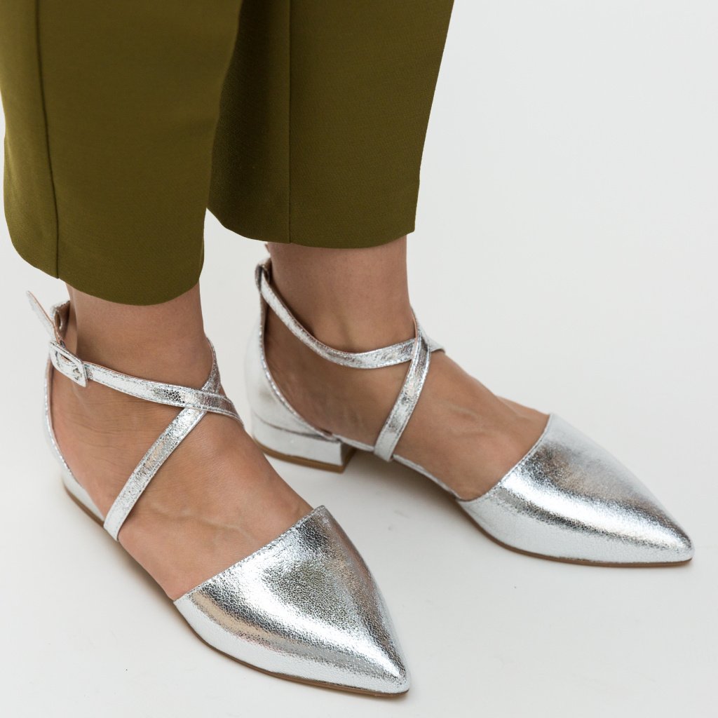 Pantofi Carli Arginti cu toc mic pentru office