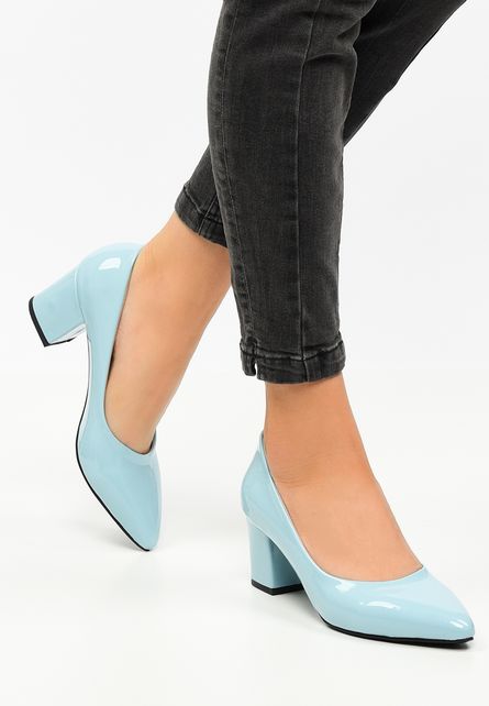 Pantofi Chains V1 Bleu de dama eleganti cu toc mic comod