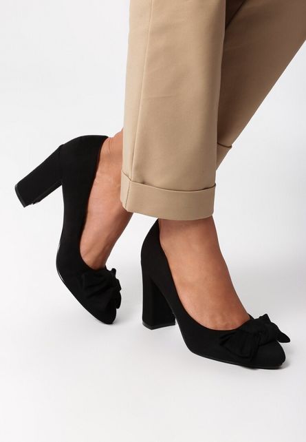 Pantofi Charity Negri eleganti cu toc gros de ocazie