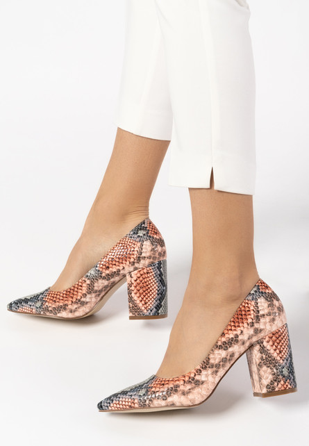 Pantofi Daiara Roz eleganti cu toc gros de ocazie