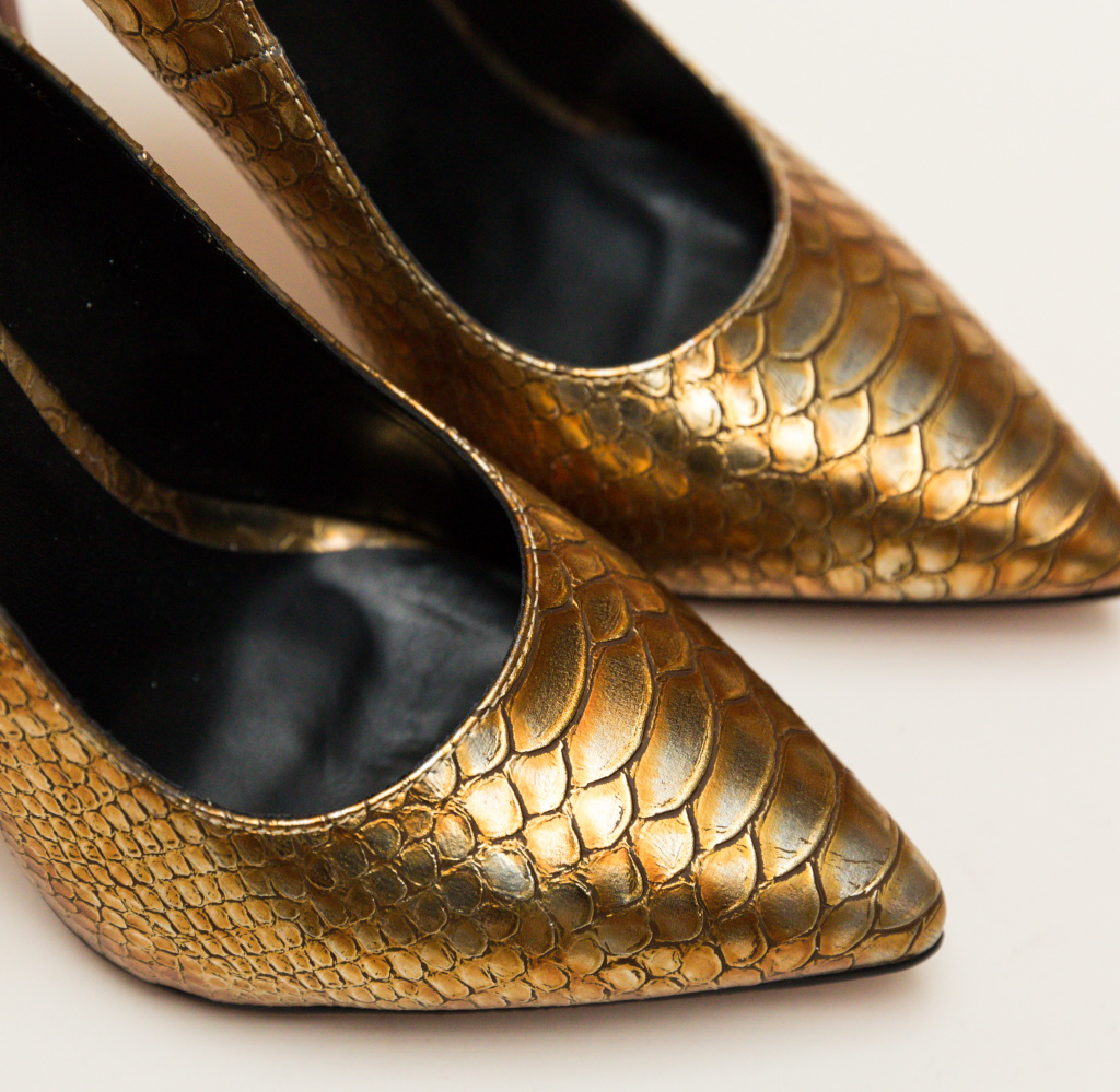 Pantofi Dustin Aurii 3 de seara eleganti cu toc subtire