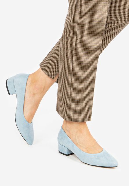 Pantofi Gainer V1 Albastri de dama eleganti cu toc mic comod