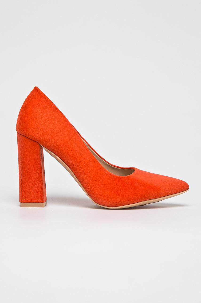 Pantofi portocalii cu toc gros Glamorous din material textil Cod PP84-OBD2DC_22X