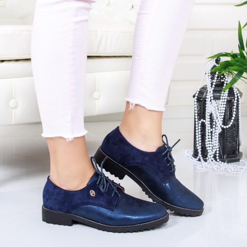 Pantofi Hudino albastri casual tip Oxford pentru Office sau zi