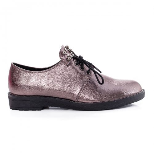 Pantofi Janice gri cu pietre aplicate -rl tip Oxford pentru Office sau zi