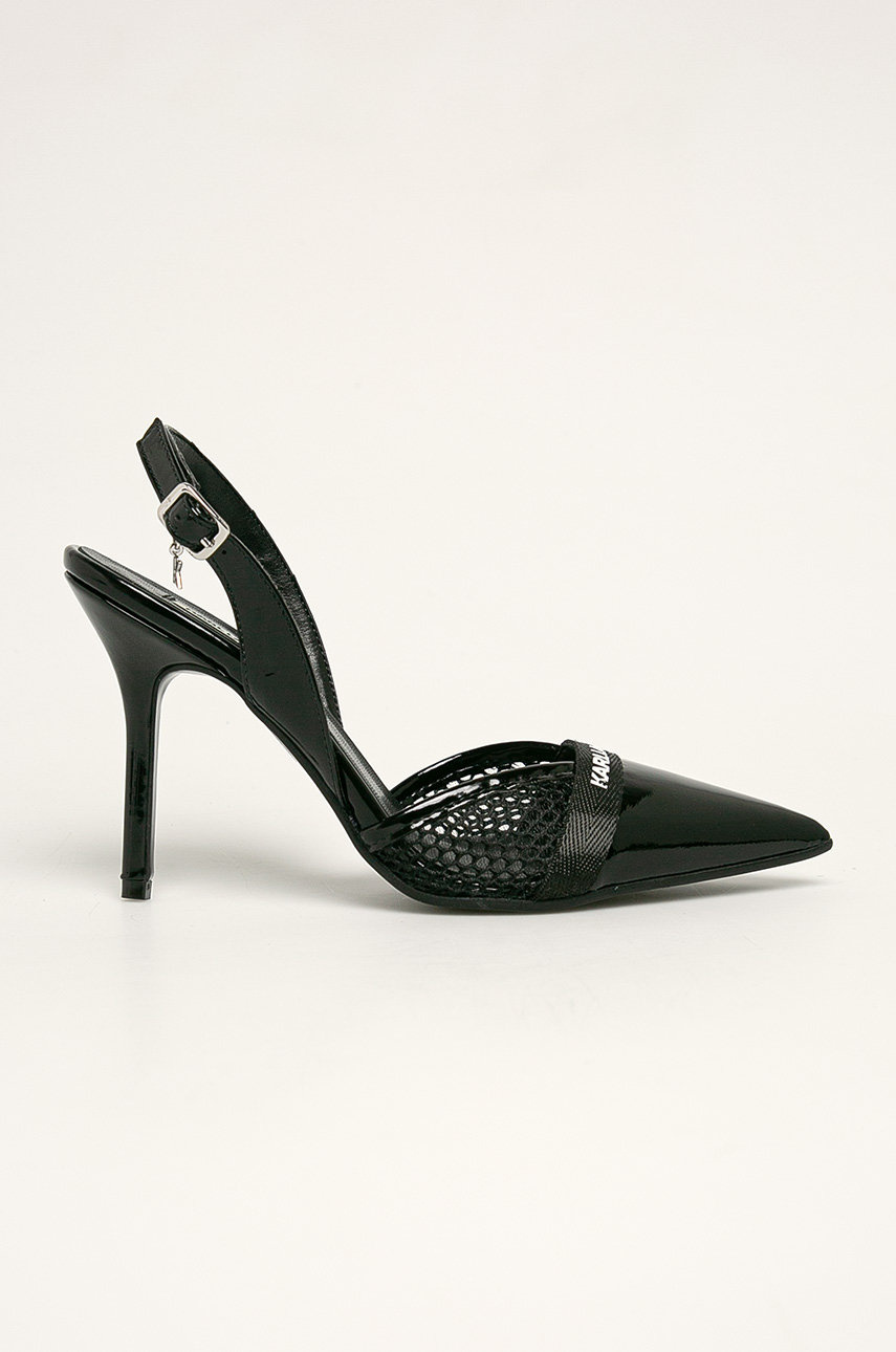 Pantofi cu toc subtire negri Karl Lagerfeld din piele naturala Cod PPYK-OBD2EW_99X