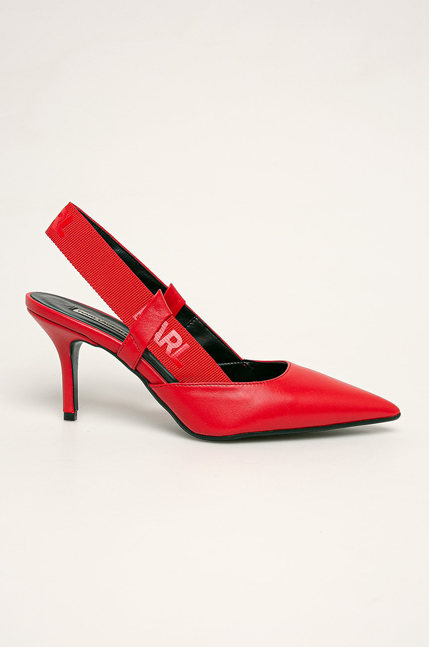 Pantofi rosii cu toc subtire Karl Lagerfeld din piele naturala Cod PPYK-OBD2EZ_33X