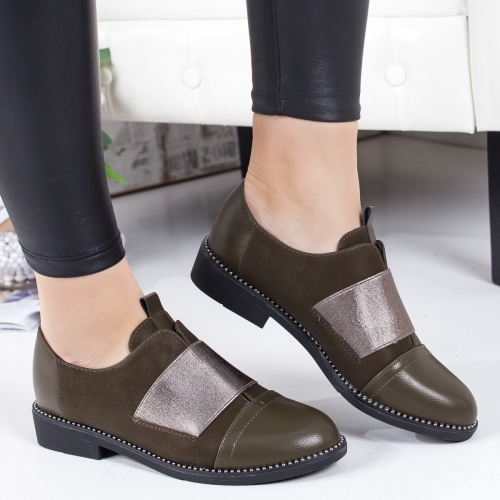 Pantofi Lacina khaki casual -rl tip Oxford pentru Office sau zi