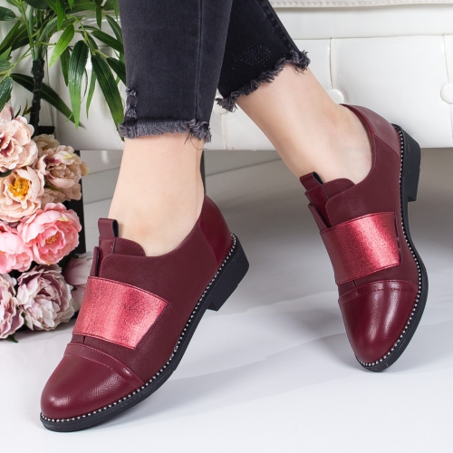 Pantofi Lacina rosii casual -rl tip Oxford pentru Office sau zi