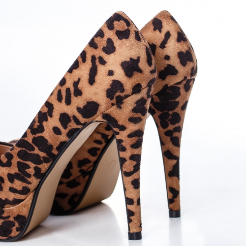 Pantofi Lepami leopard cu toc de seara ieftini