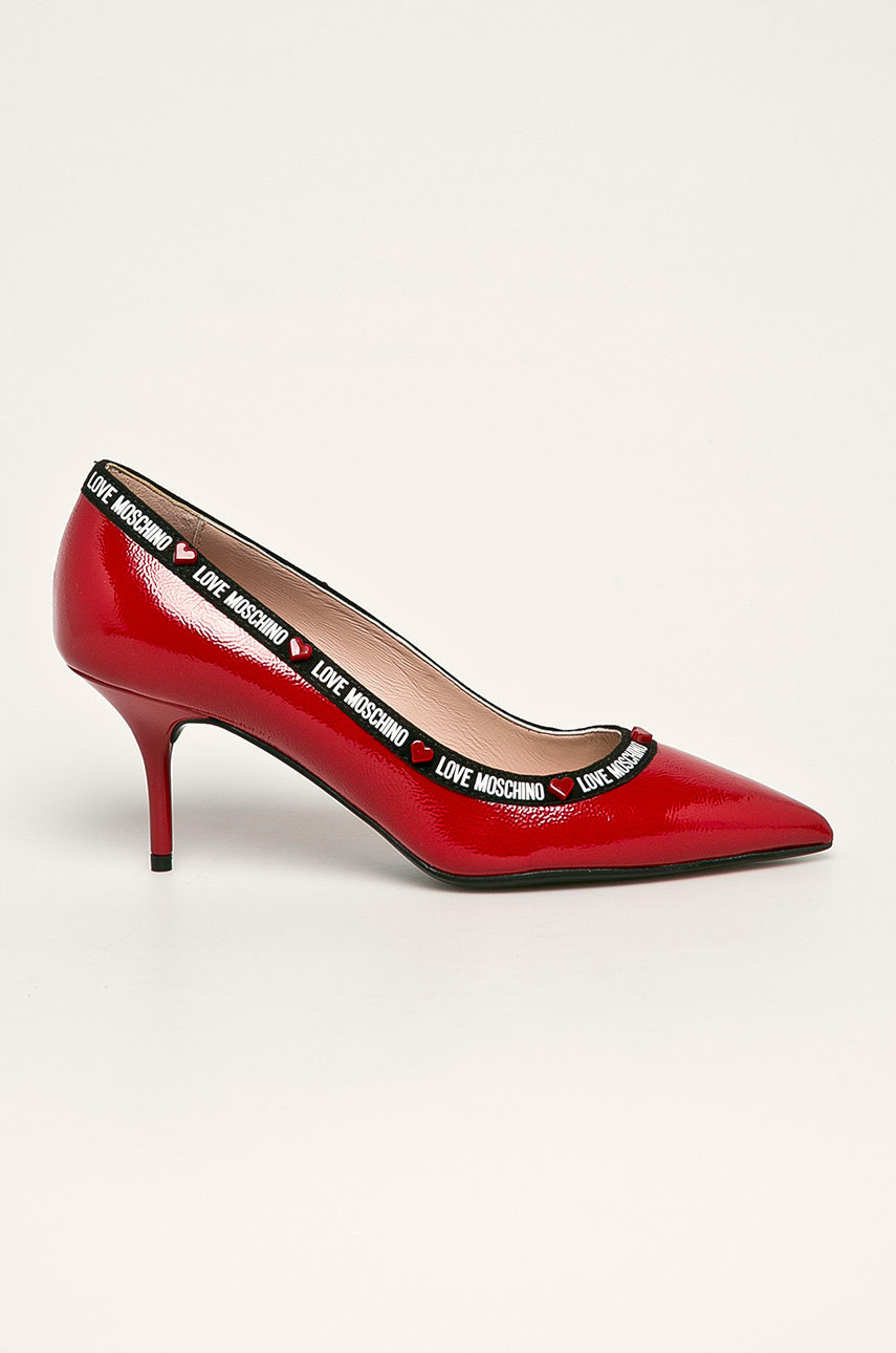 Pantofi rosii cu toc subtire Love Moschino din piele naturala Cod PPYK-OBD1DB_33X
