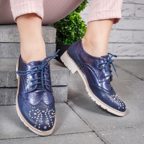 Pantofi Micros bleumarini casual tip Oxford pentru Office sau zi