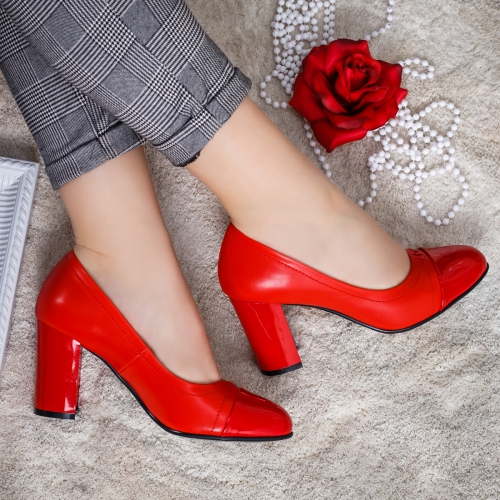 Pantofi Morito rosii cu toc – rl de ocazie eleganti