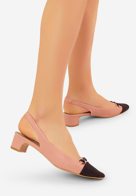 Pantofi Neriale Roz de dama eleganti cu toc mic comod