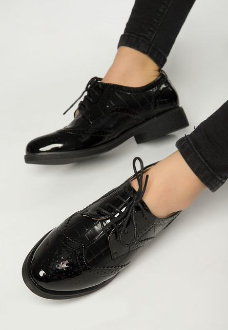 Pantofi Oxford Hidia Negri fara toc Pentru Tinute de zi sau Office