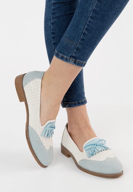 Pantofi Oxford Monik Albastri fara toc Pentru Tinute de zi sau Office