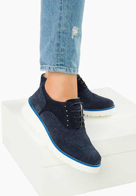 Pantofi Oxford Salogenia Albastri fara toc Pentru Tinute de zi sau Office