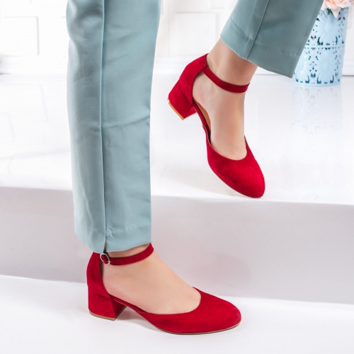 Pantofi Piele Odelia rosii cu toc de ocazie eleganti