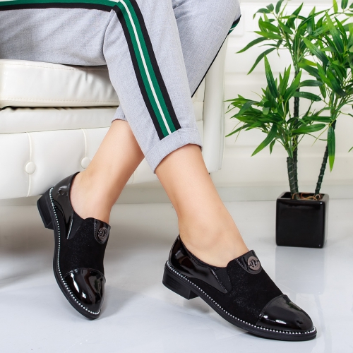 Pantofi Sanivo negri casual tip Oxford pentru Office sau zi