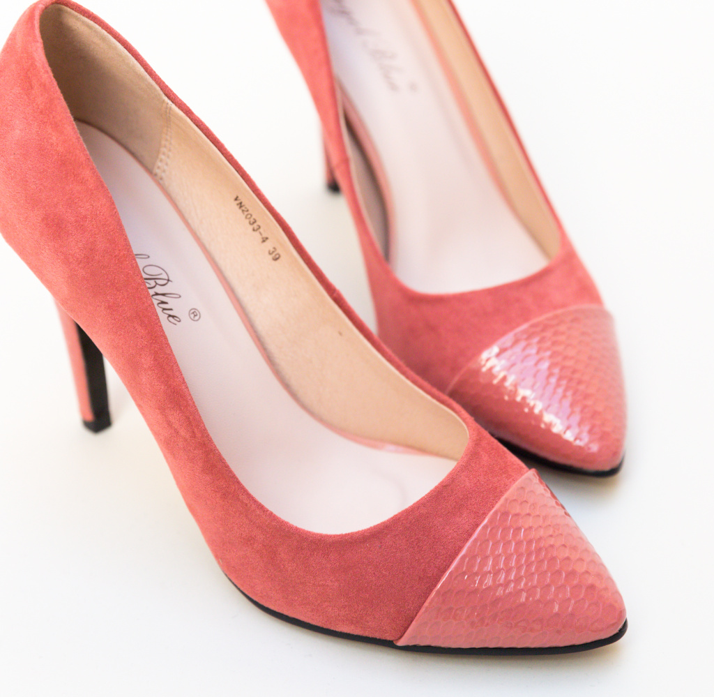 Pantofi Silas Roz de seara eleganti cu toc subtire