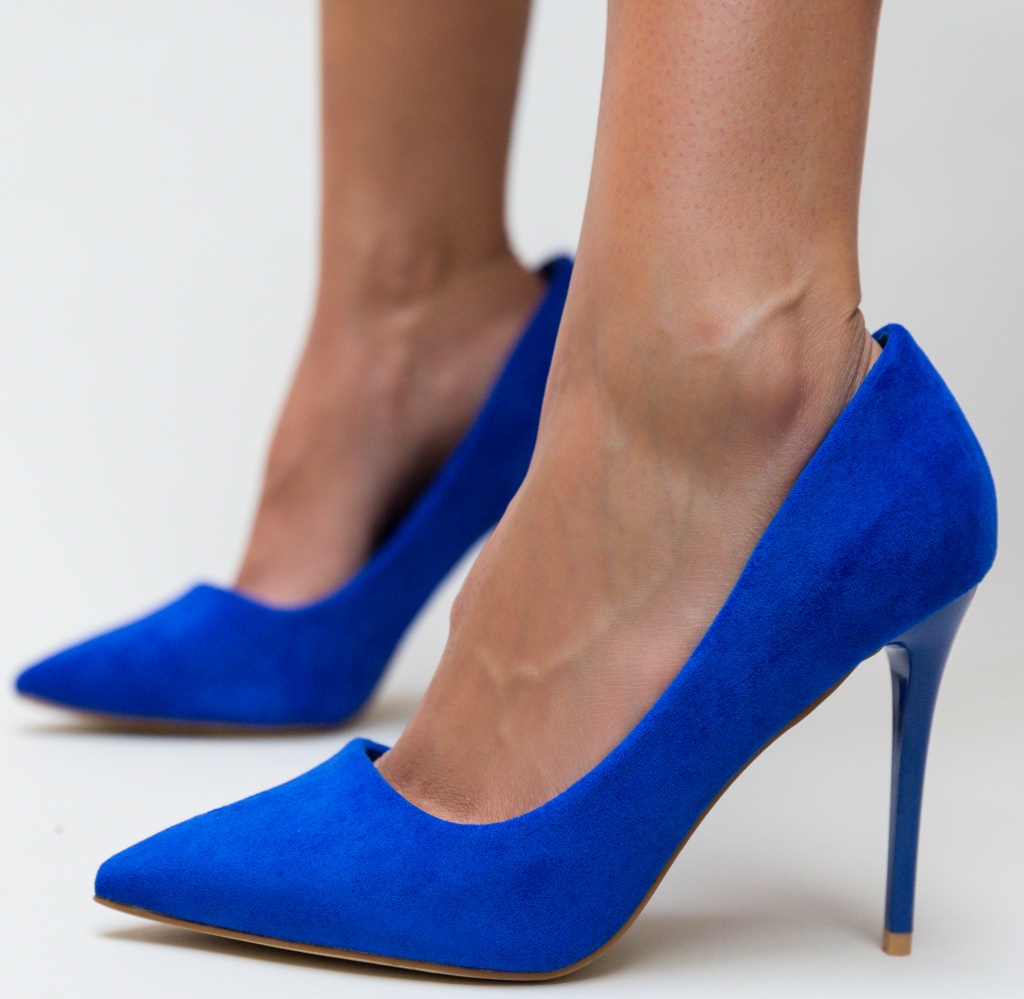 Pantofi Sline Albastri de seara eleganti cu toc subtire