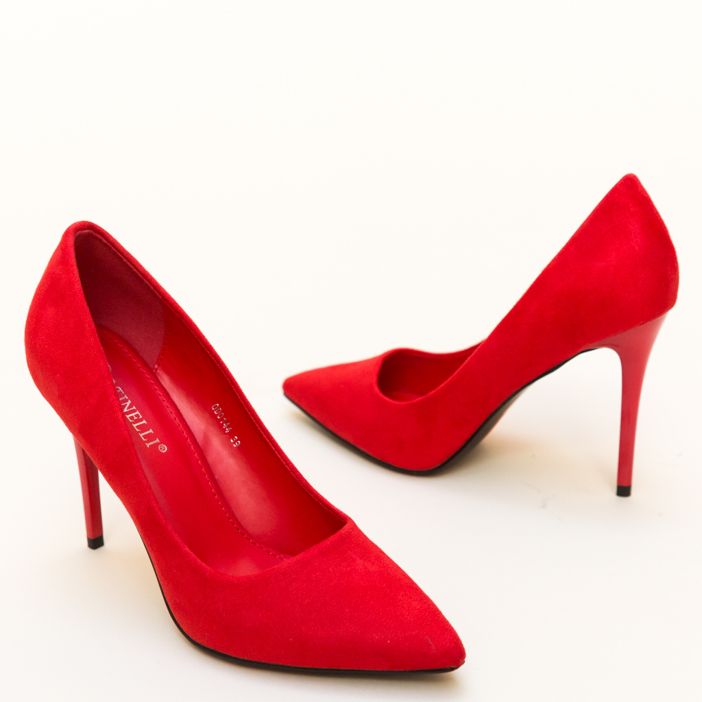 Pantofi Sline Rosii de seara eleganti cu toc subtire