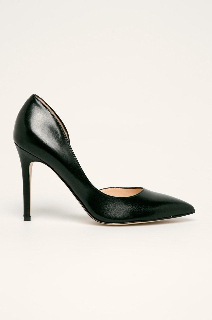 Pantofi cu toc subtire negri Solo Femme din piele naturala Cod PPYK-OBD2RE_99X