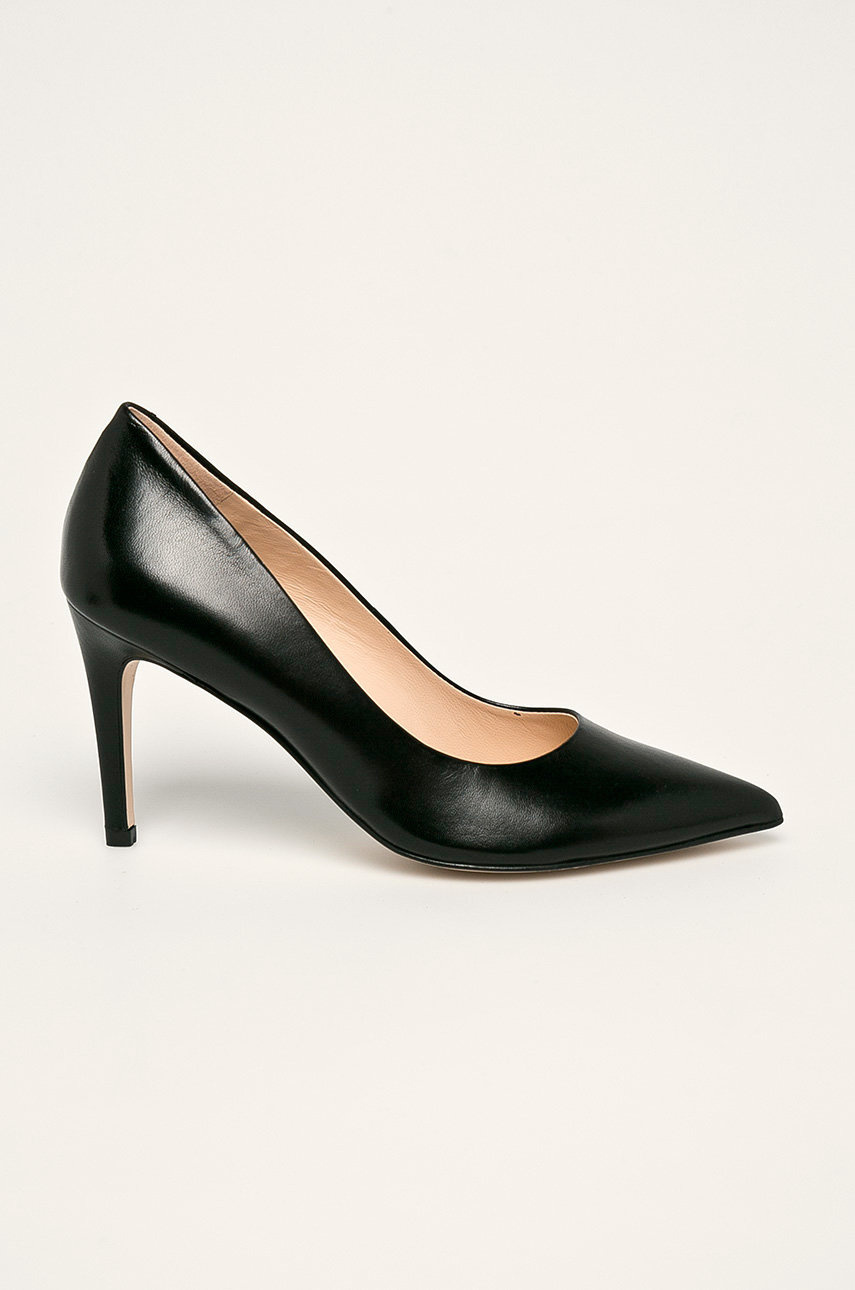 Pantofi negri cu toc subtire Solo Femme din piele naturala Cod PPYK-OBD2S3_99X