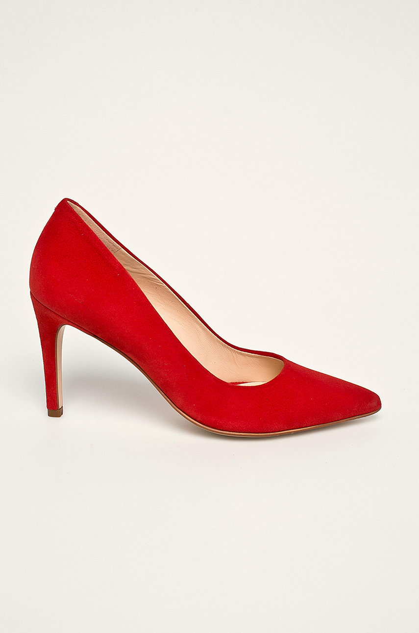 Pantofi rosii cu toc subtire Solo Femme din piele intoarsa Cod PPYK-OBD2S4_33X
