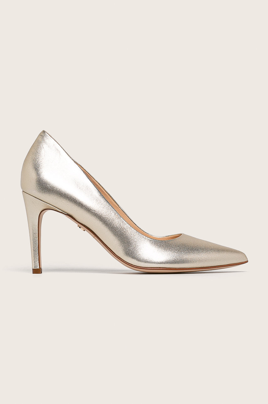 Pantofi argintii cu toc subtire Solo Femme din piele naturala Cod PPYK-OBD2S6_10Y