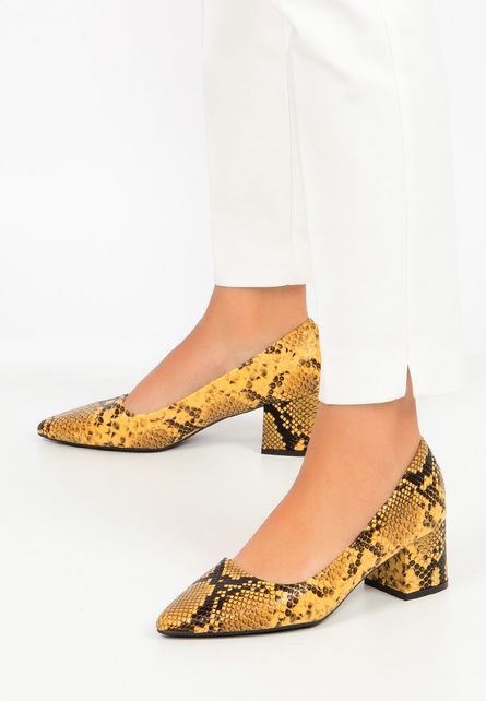 Pantofi Tanya Galbeni de dama eleganti cu toc mic comod