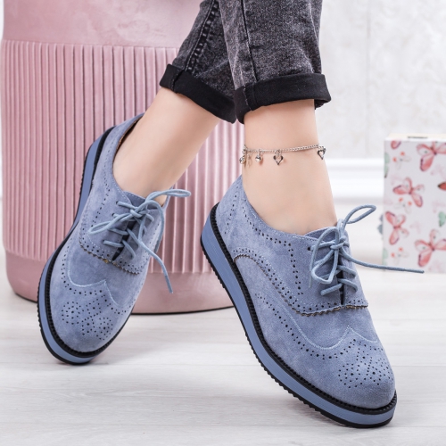 Pantofi casual dama albastri Lezaria-rl tip Oxford pentru Office sau zi