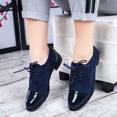 Pantofi casual dama albastri Nisea-rl tip Oxford pentru Office sau zi