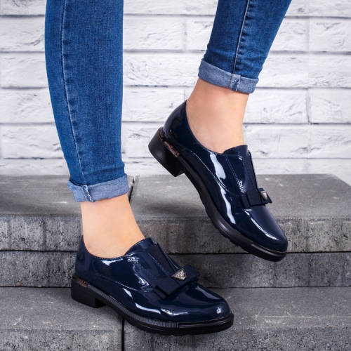 Pantofi casual dama cu fundita albastri Agavia -rl tip Oxford pentru Office sau zi