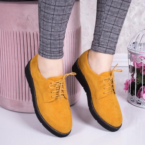 Pantofi casual dama galbeni Vesiria tip Oxford pentru Office sau zi