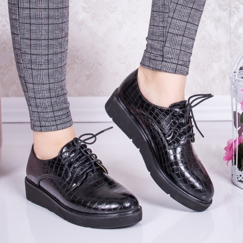 Pantofi casual dama negri Velisela tip Oxford pentru Office sau zi