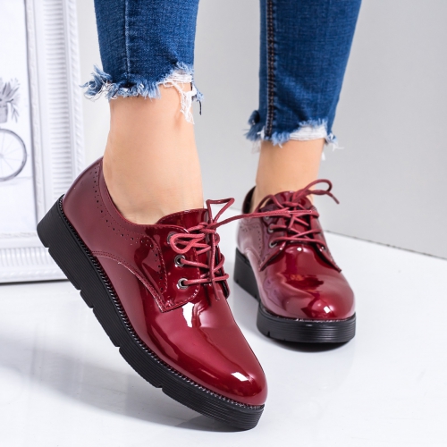 Pantofi casual dama rosii Zartty-rl tip Oxford pentru Office sau zi