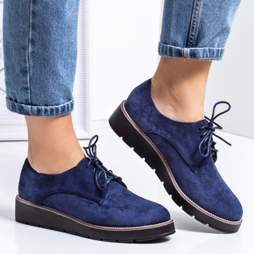 Pantofi casual dama textil albastri Vanisia -rl tip Oxford pentru Office sau zi