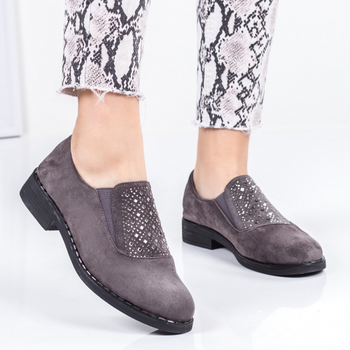 Pantofi casual textil gri Munoria -rl tip Oxford pentru Office sau zi