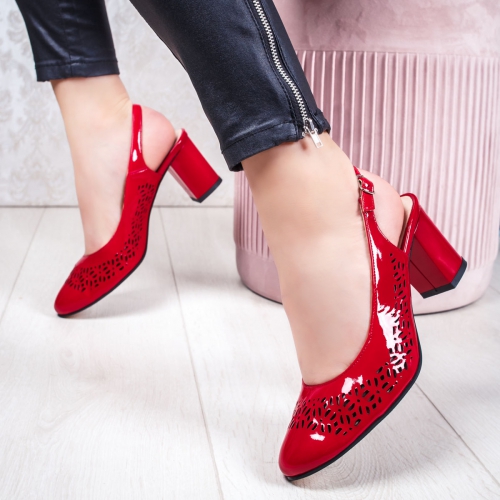 Pantofi cu toc Piele dama rosii Jisafia de ocazie eleganti
