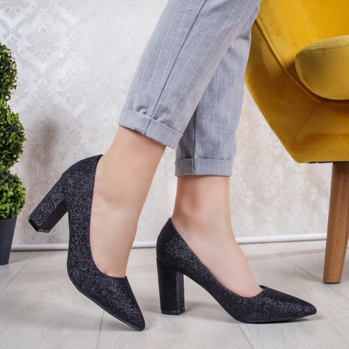 Pantofi cu toc negri dama Deriva -rl de ocazie eleganti