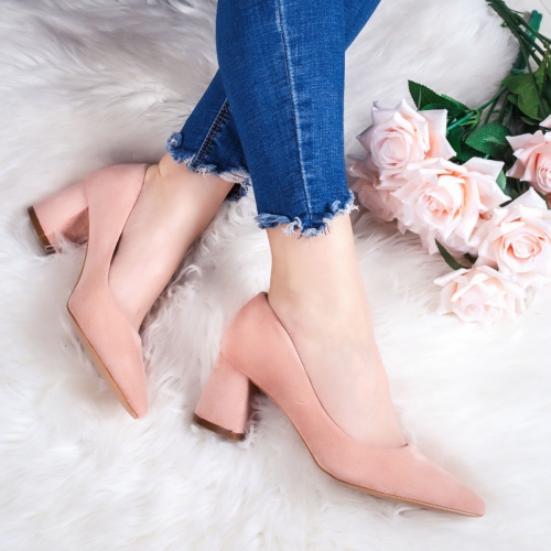 Pantofi cu toc roz dama Reavia -rl de ocazie eleganti