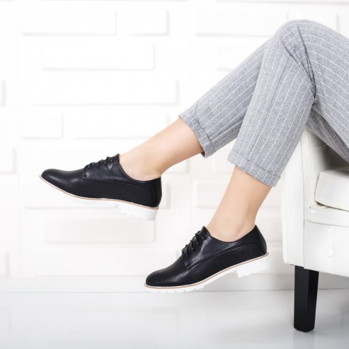 Pantofi dama Cromani negri casual tip Oxford pentru Office sau zi