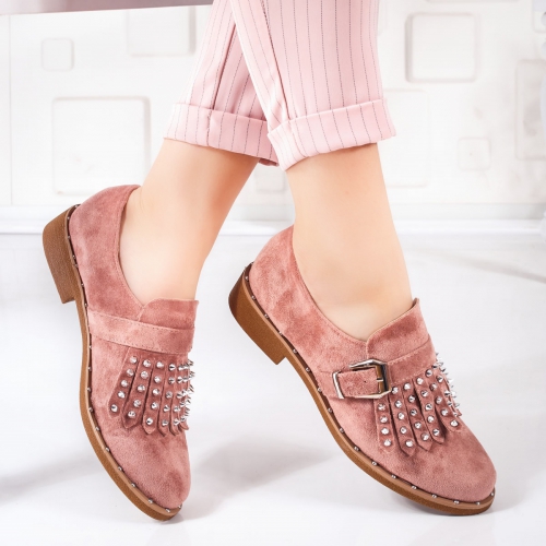 Pantofi dama Dines roz casual tip Oxford pentru Office sau zi