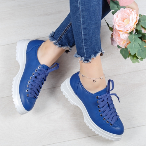 Pantofi dama casual albastri Ligeria -rl tip Oxford pentru Office sau zi