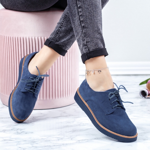 Pantofi dama casual albastri Tenusia-rl tip Oxford pentru Office sau zi