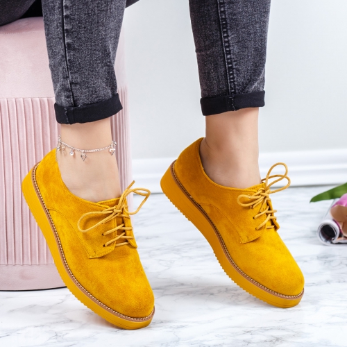 Pantofi dama casual galbeni Tenusia-rl tip Oxford pentru Office sau zi