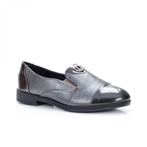Pantofi dama casual gri cu fundita Badira-rl tip Oxford pentru Office sau zi