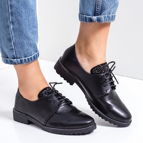 Pantofi dama casual negri Agaja-rl tip Oxford pentru Office sau zi